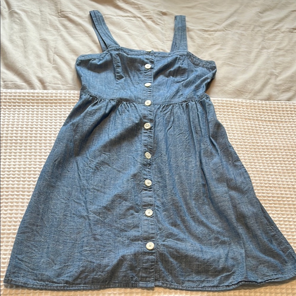 J. Crew Chambray Sleeveless Sundress with Square Neck